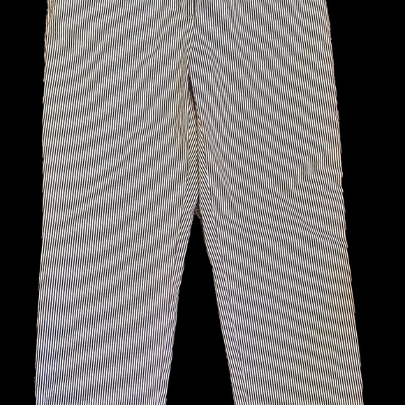 Ann Taylor White & Blue Pinstripe Seersucker Ankle Pants. Like New! Size 2 - Picture 2 of 6
